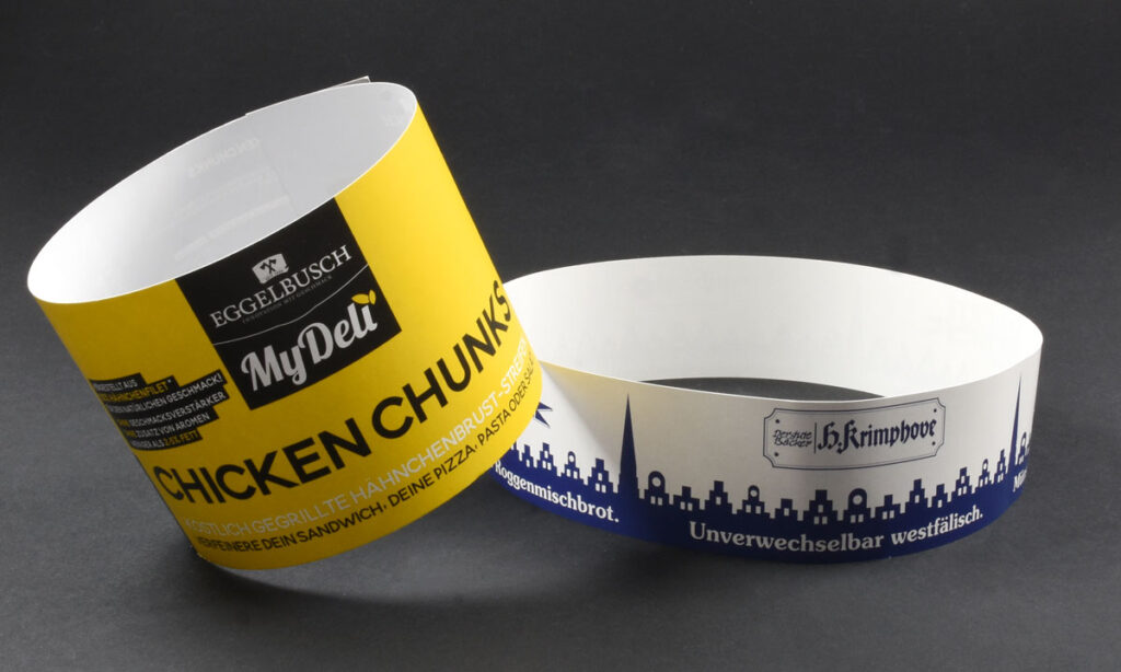 Individually printed round bands made of cardboard for food and baked goods – food packaging by WEROCA Packaging Bielefeld